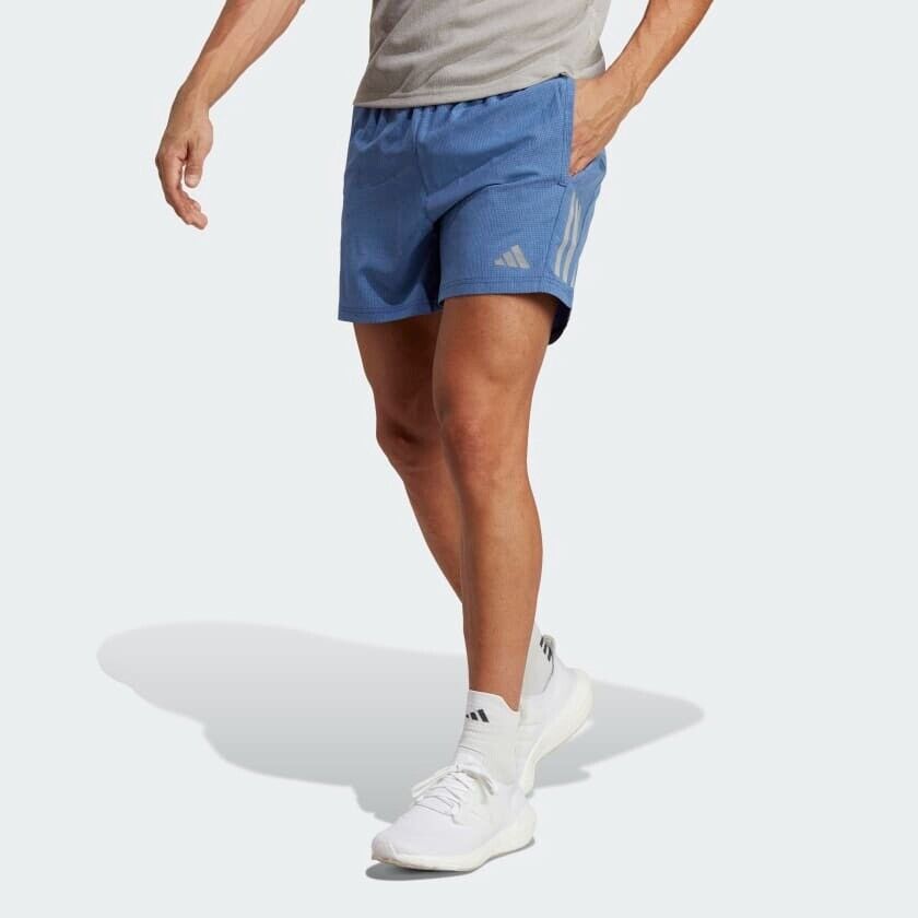 adidas Own The Run Mens Running Shorts Fitness Gym Pockets Grey