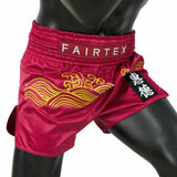 Fairtex Mens Golden River Muay Thai Shorts Red Satin