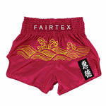 Fairtex Mens Golden River Muay Thai Shorts Red Satin