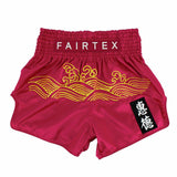 Fairtex Mens Golden River Muay Thai Shorts Red Satin