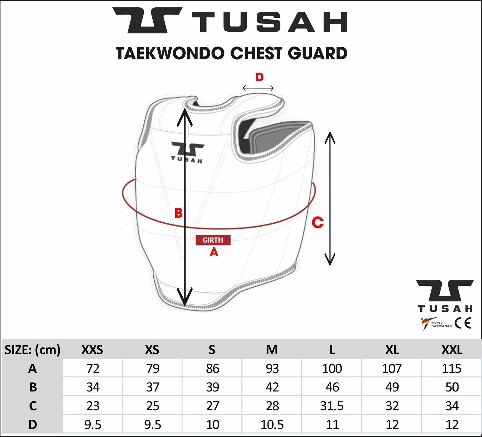 Tusah Taekwondo Body Armour WT Approved Reversible