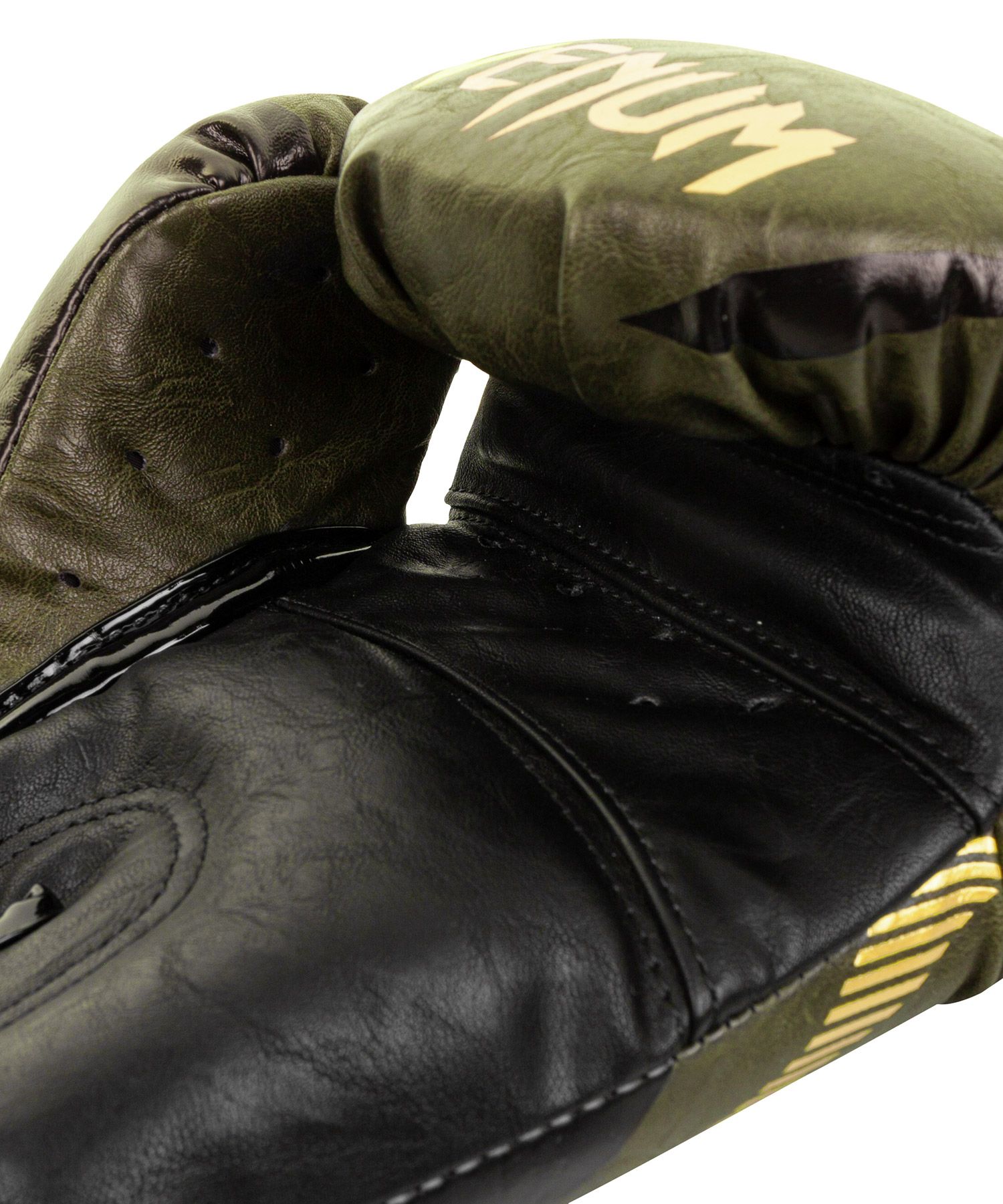 Venum Impact Boxing Gloves - Khaki/Gold - Long Cuff