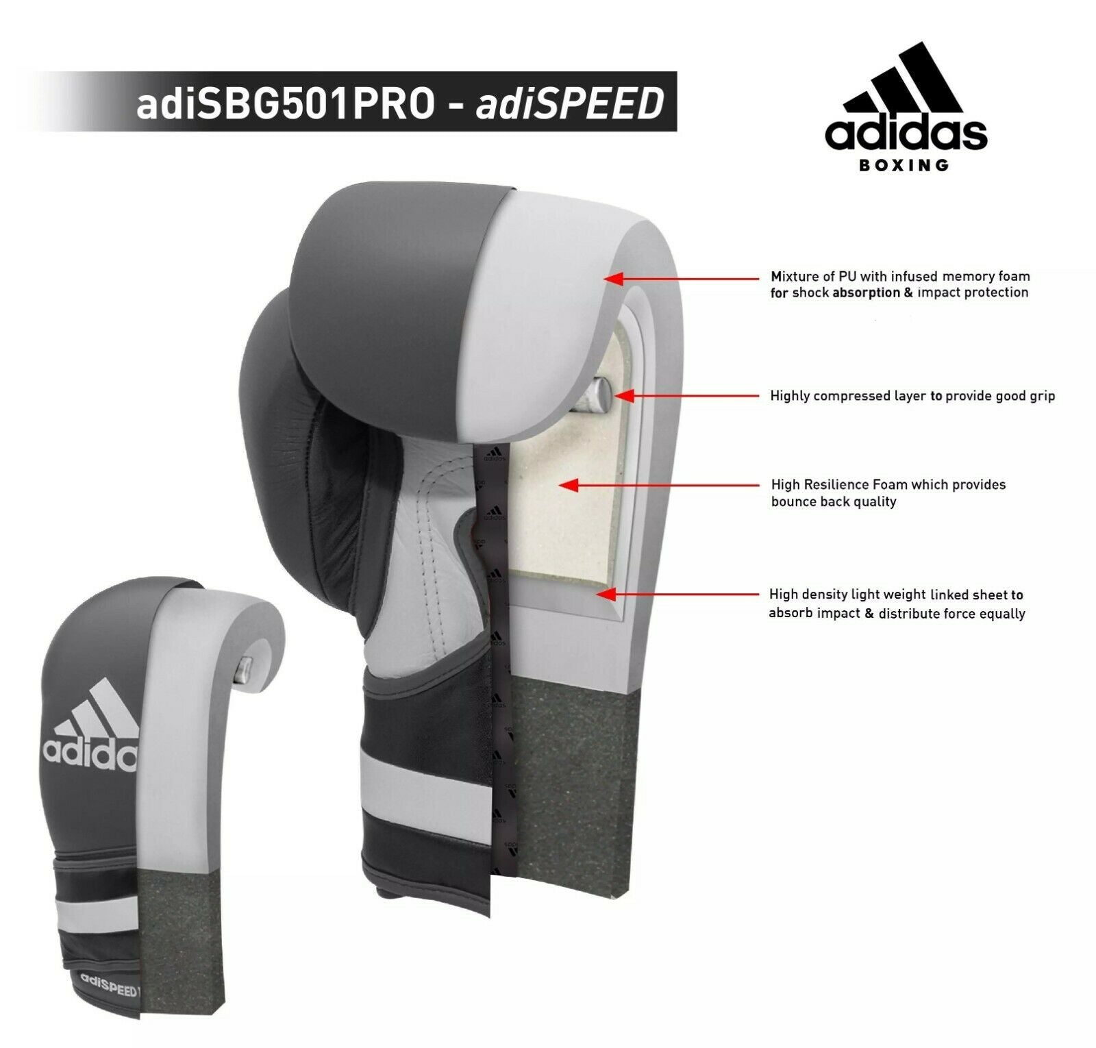 adidas Adispeed Pro Boxing Gloves Leather Sparring