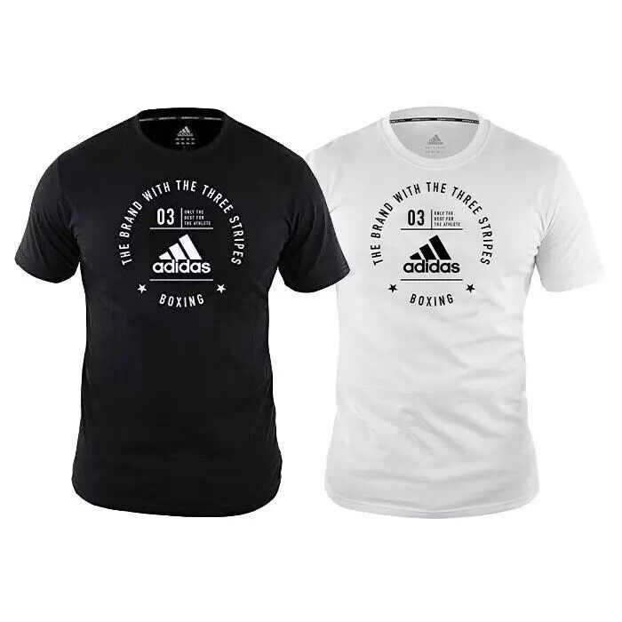 adidas Boxing Logo T-Shirt Black White 100% Cotton