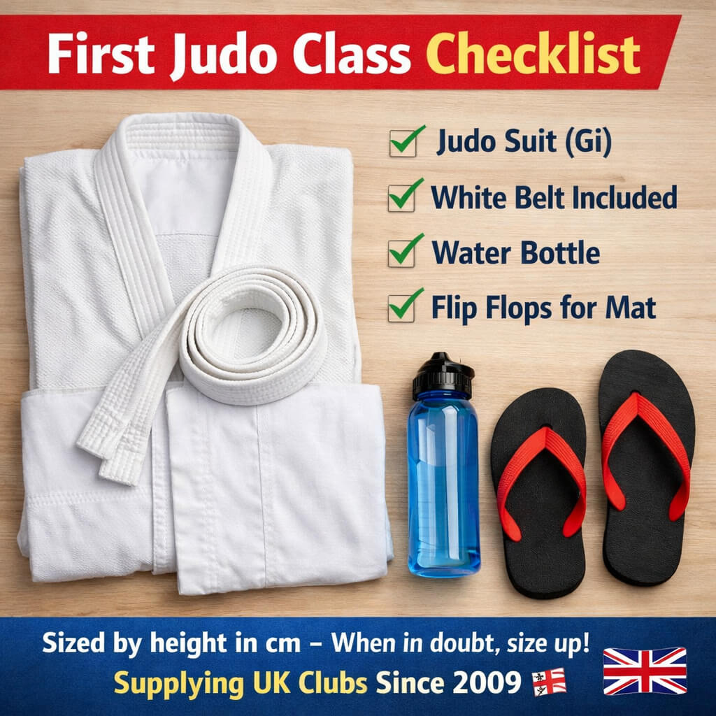 Judo gear checklist for beginners UK — gi, belt, bag and essentials