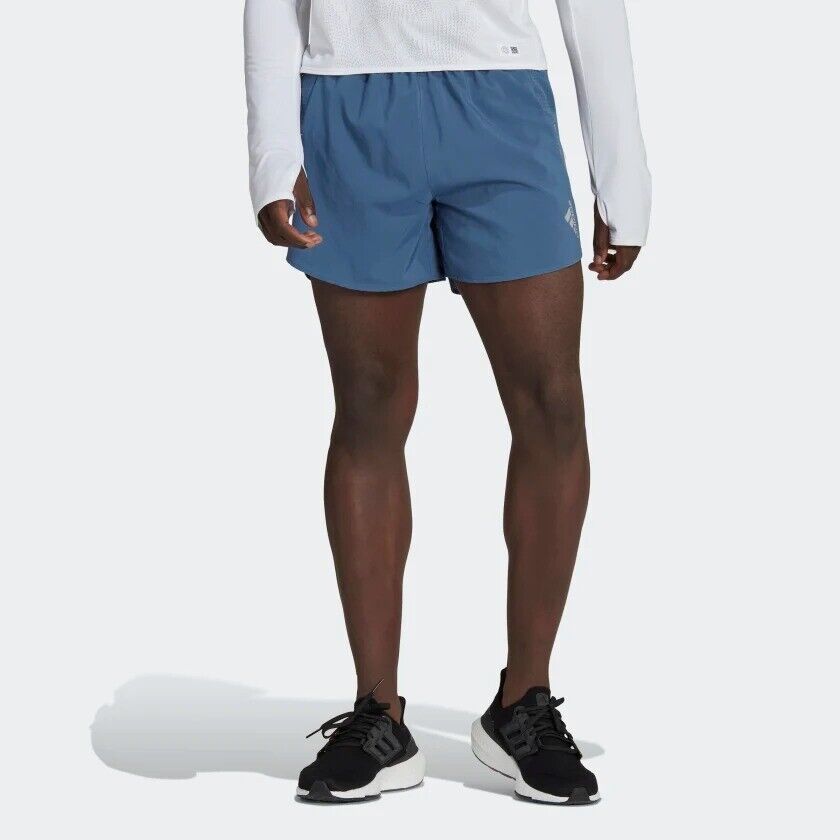 adidas Designed 4 Running Mens Shorts Gym Navy Blue Grey Zip Pocket Reflective