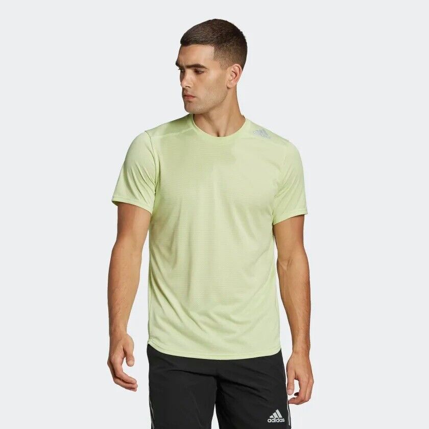 adidas Designed For Running Mens T-Shirt Blue Lime Grey Reflective Breathable