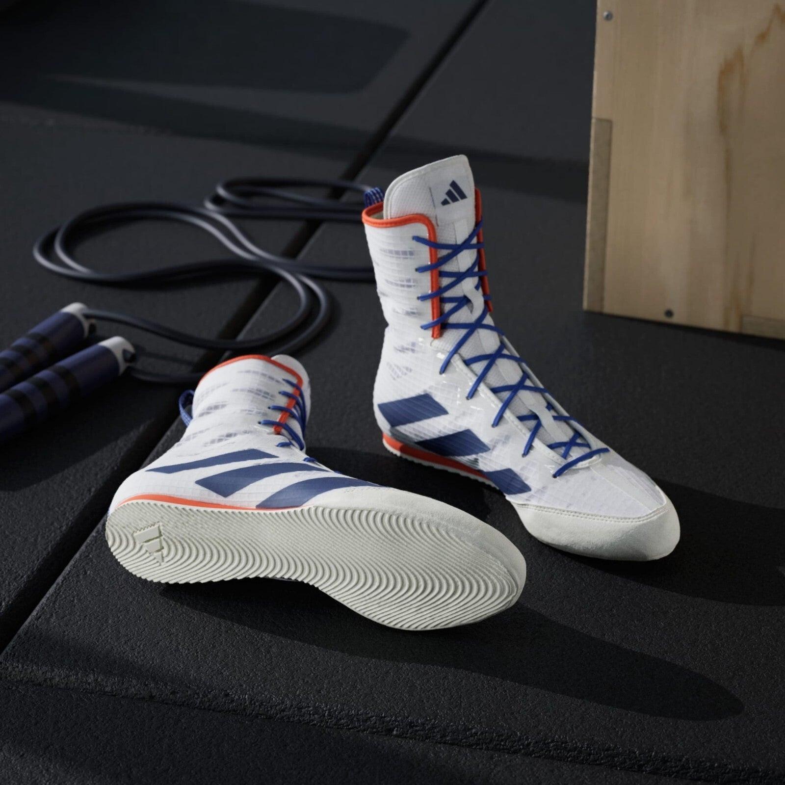 Adidas Box Hog 4 Boxing Boots Mens White & Blue Budo Online Adidas Box Hog 4 Boxing Boots Mens White & Blue Budo Online