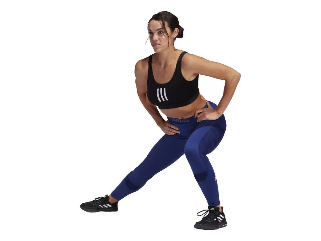 adidas Techfit Warm Running Tights Womens Blue Black Ladies Fitness Leggings