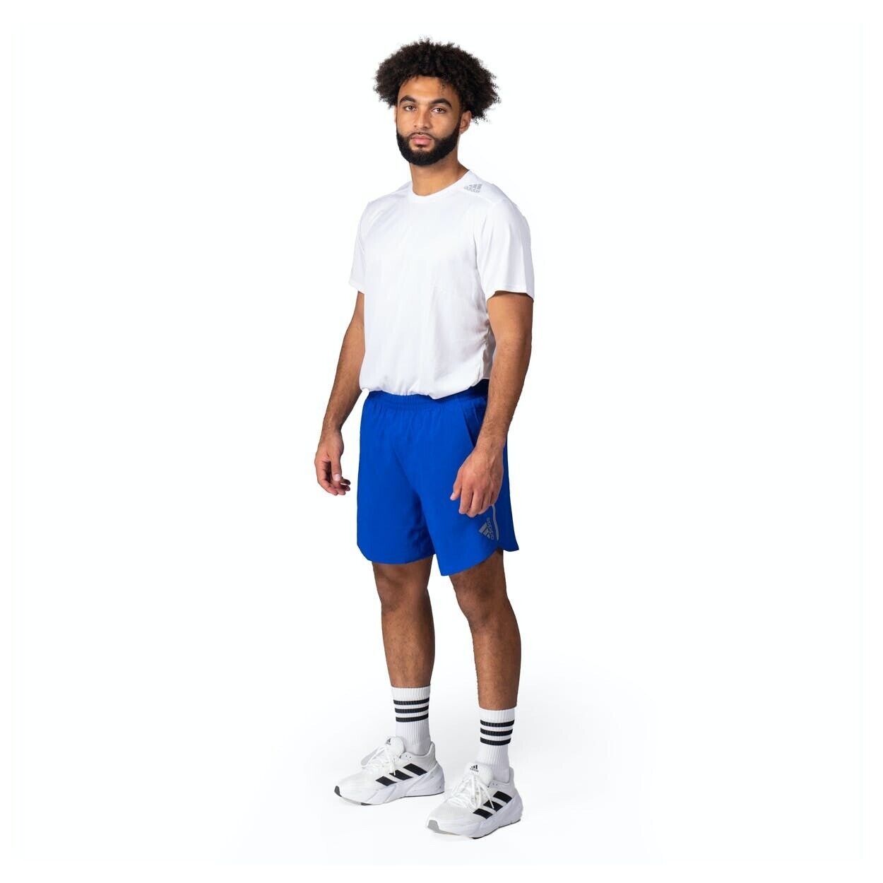 adidas Designed 4 Running Mens Shorts Gym Navy Blue Grey Zip Pocket Reflective