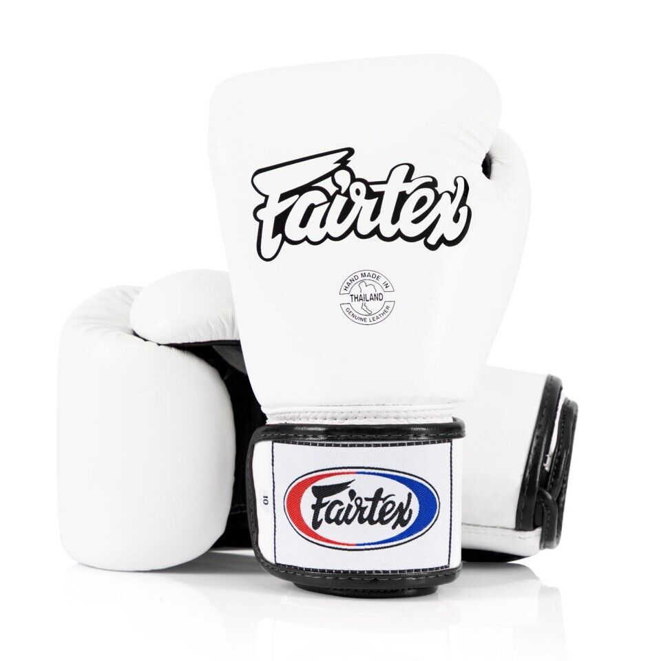 Fairtex BGV1 Boxing Gloves Leather Sparring Muay Thai White