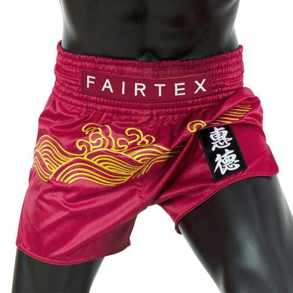 Fairtex Mens Golden River Muay Thai Boxing Shorts Red Satin