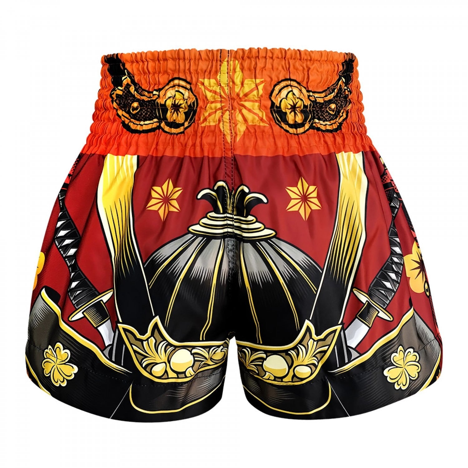 TUFF Red Muay Thai Shorts Samurai Skull MS658 - Budo Online