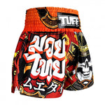 TUFF Red Muay Thai Shorts Samurai Skull MS658