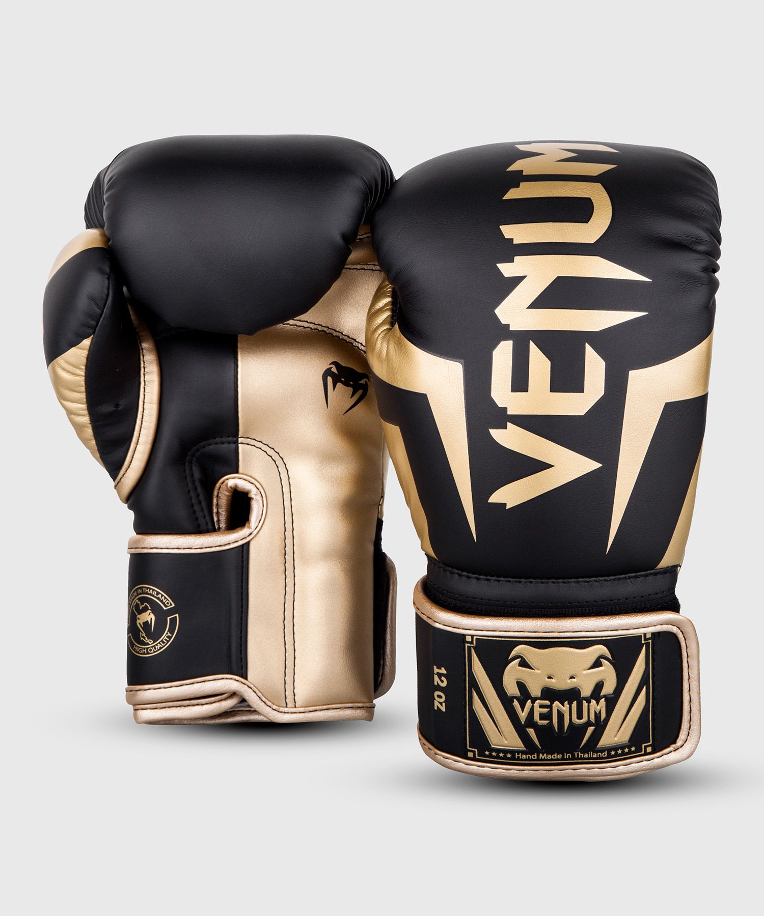 Venum Elite Boxing Gloves - Black/Gold - Handmade - Budo Online
