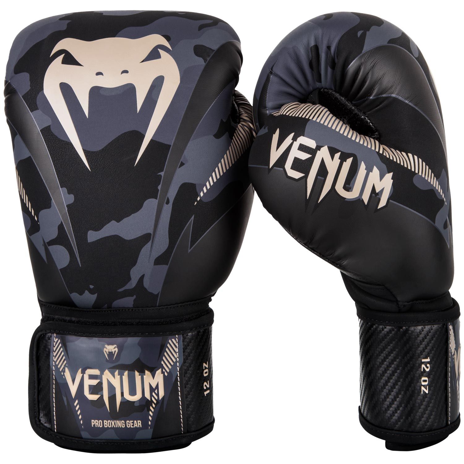 Venum Impact Boxing Gloves - Dark Camo/Sand - Long Cuff - Budo Online
