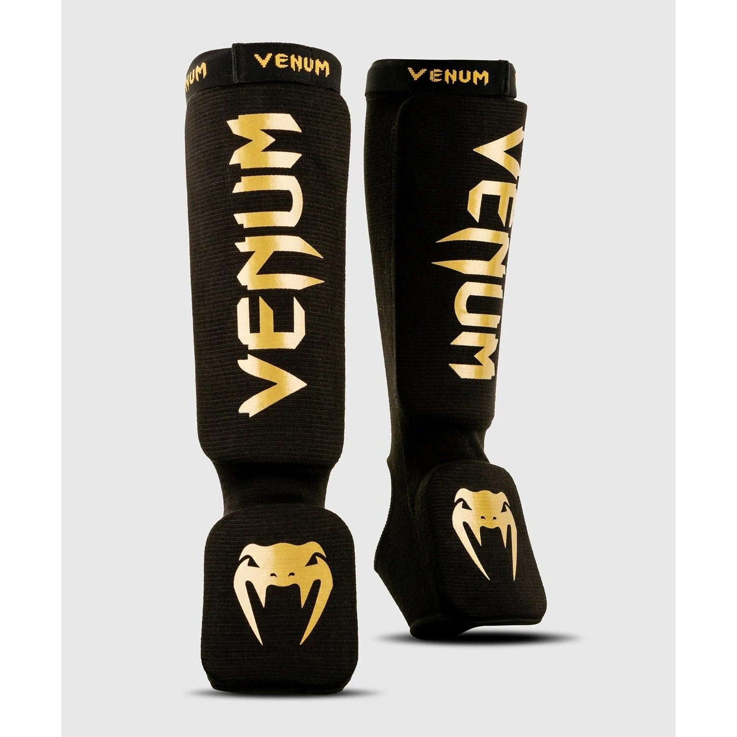 Venum Kontact Shin Guards Black/Gold MMA Kickboxing - Budo Online