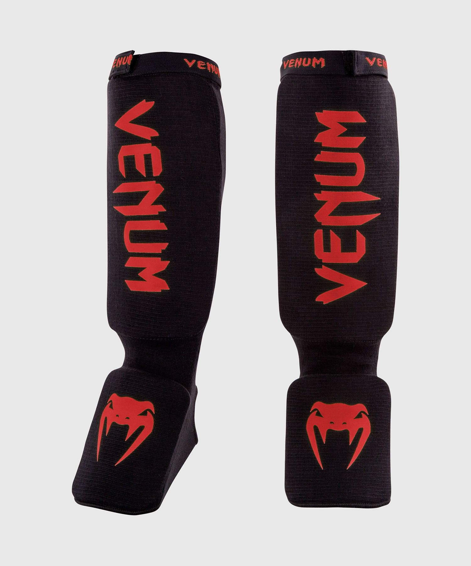 Venum Kontact Shin Guards Black/Red MMA Kickboxing - Budo Online