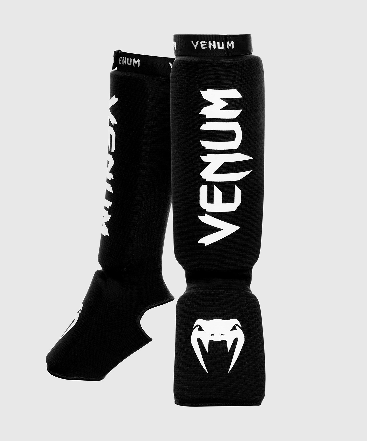 Venum Kontact Shin Guards Black/White Martial Arts - Budo Online