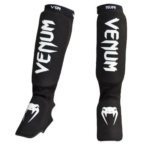 Venum Kontact Shin Guards Black/White Martial Arts - Budo Online