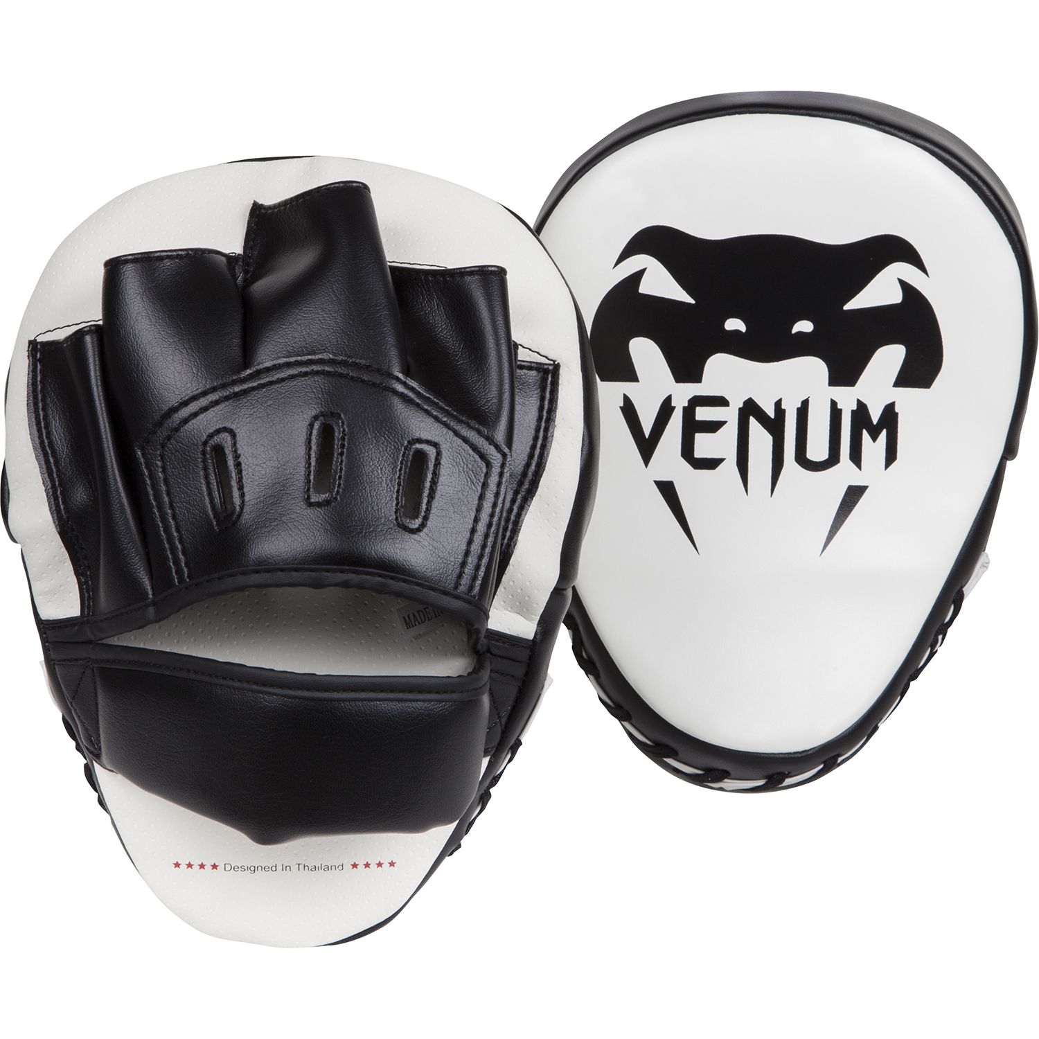 Venum Light Boxing Focus Mitts - White/Black (Pair) - Budo Online