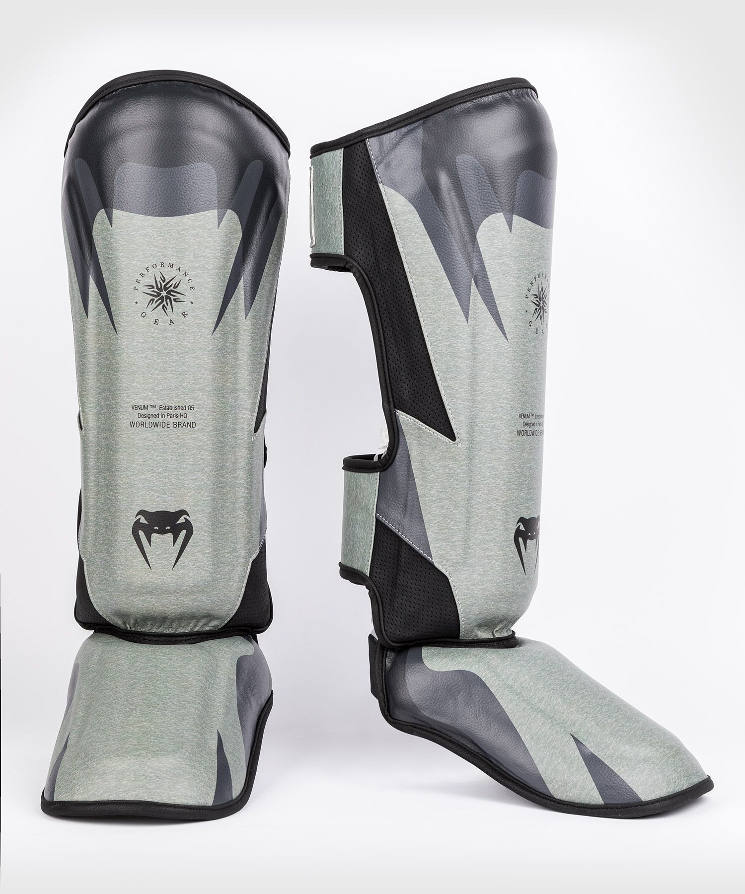 Venum Stone Shinguards Mineral Green MMA Kickboxing Thai - Budo Online