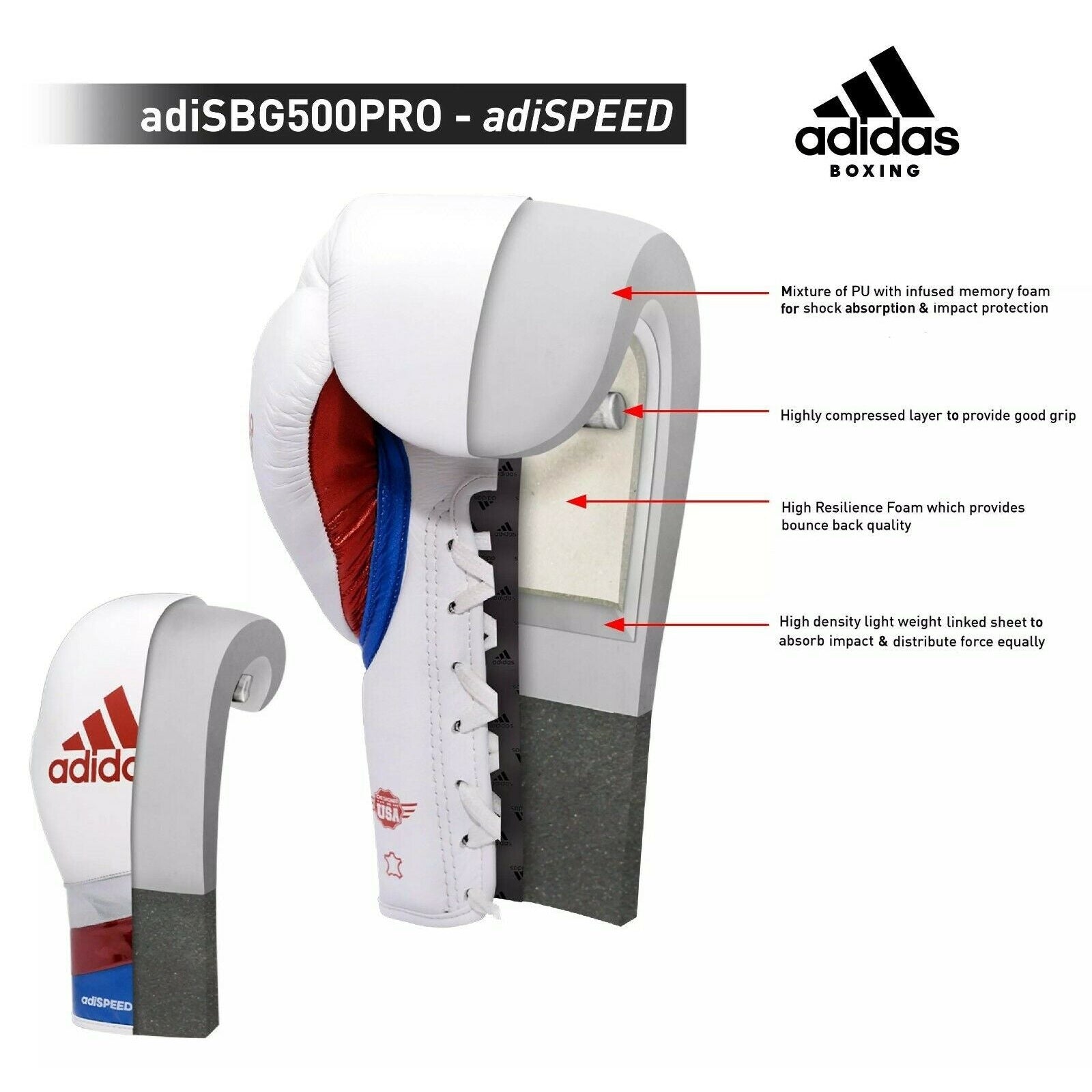 adidas Adispeed Pro Lace Boxing Gloves Sparring