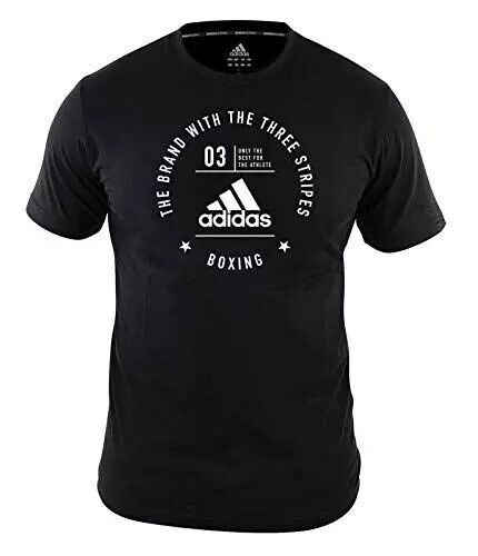 adidas Boxing Logo T-Shirt Black White 100% Cotton - Budo Online