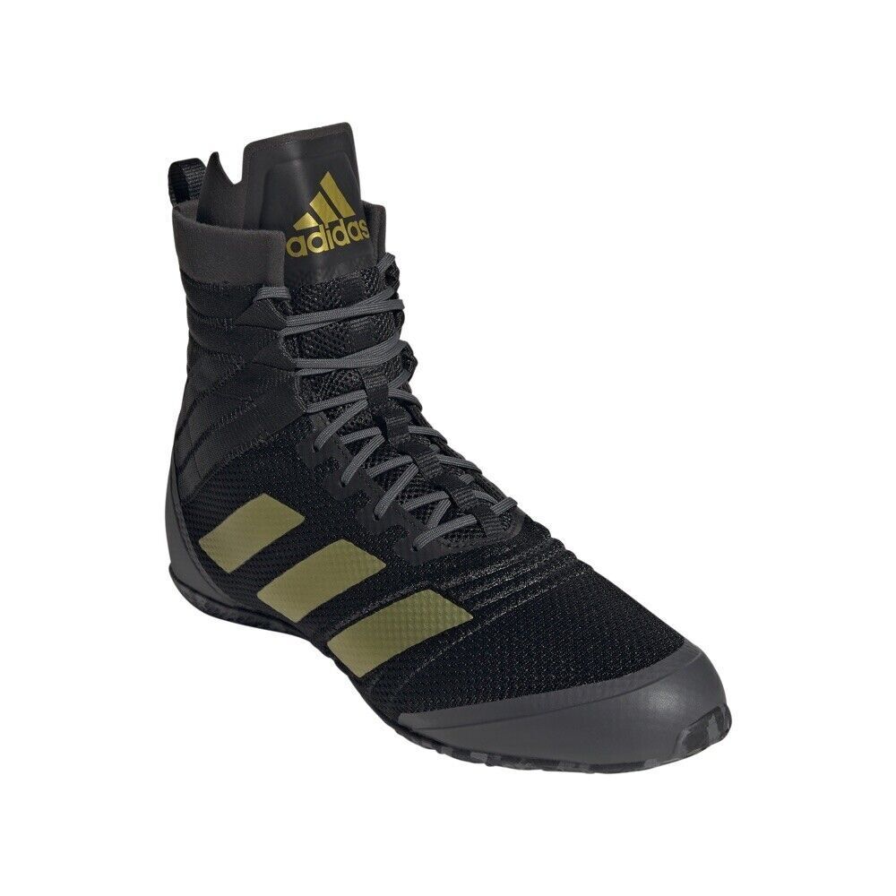 adidas Mens Speedex 18 Boxing Boots Black & Gold Stability Straps