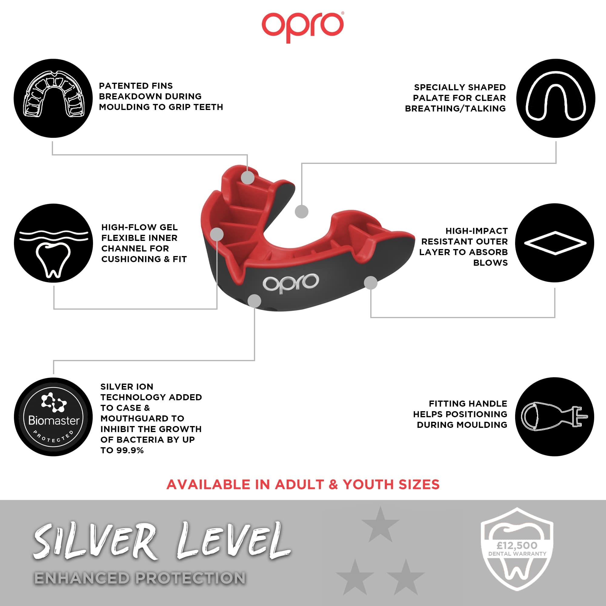 adidas OPRO Silver Gum Shield Boxing Mouth Guard