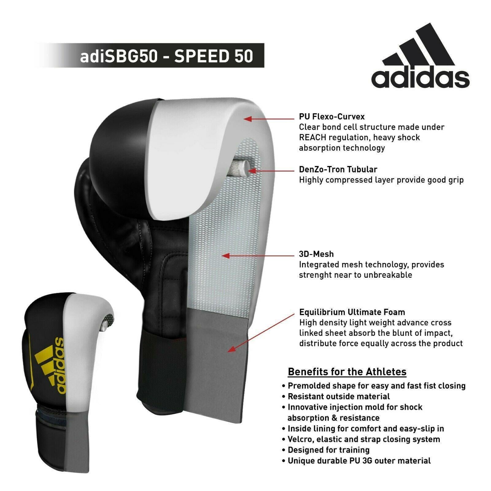 adidas Kids Boxing Gloves Speed 50 Black Junior Youth