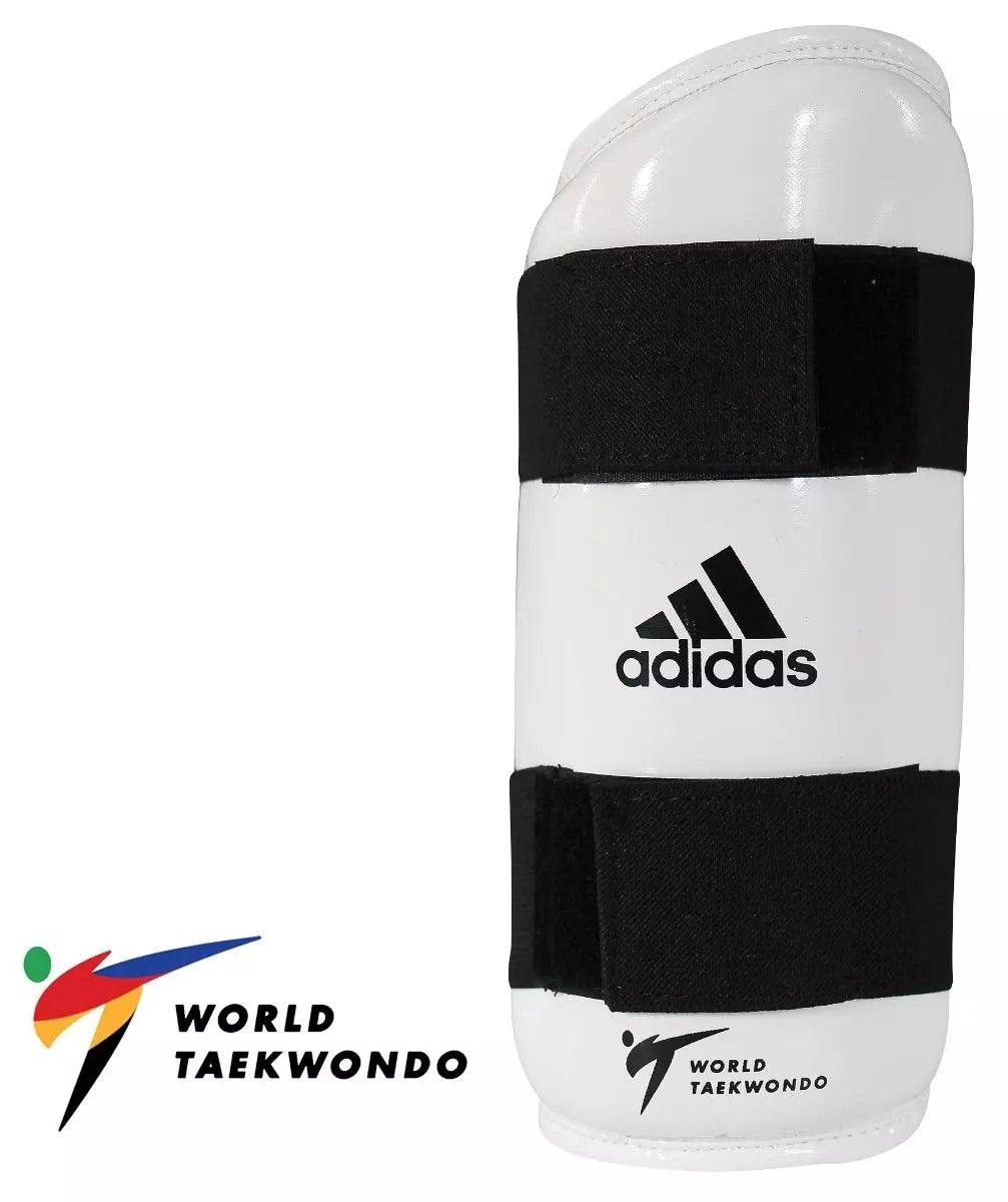 adidas WT Approved Taekwondo Shin Guards White Protective Pads