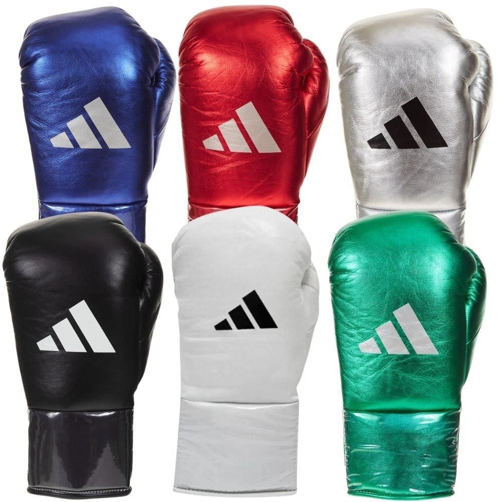 adidas AdiStar 3.0 Leather Pro Boxing Gloves BBBC Approved Metallic