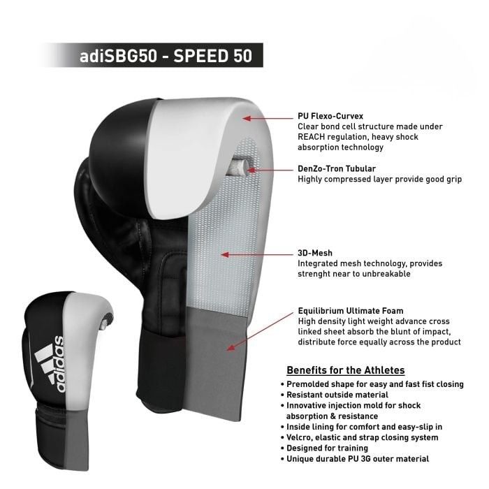 Adidas Speed 50 Boxing Gloves – Silver.