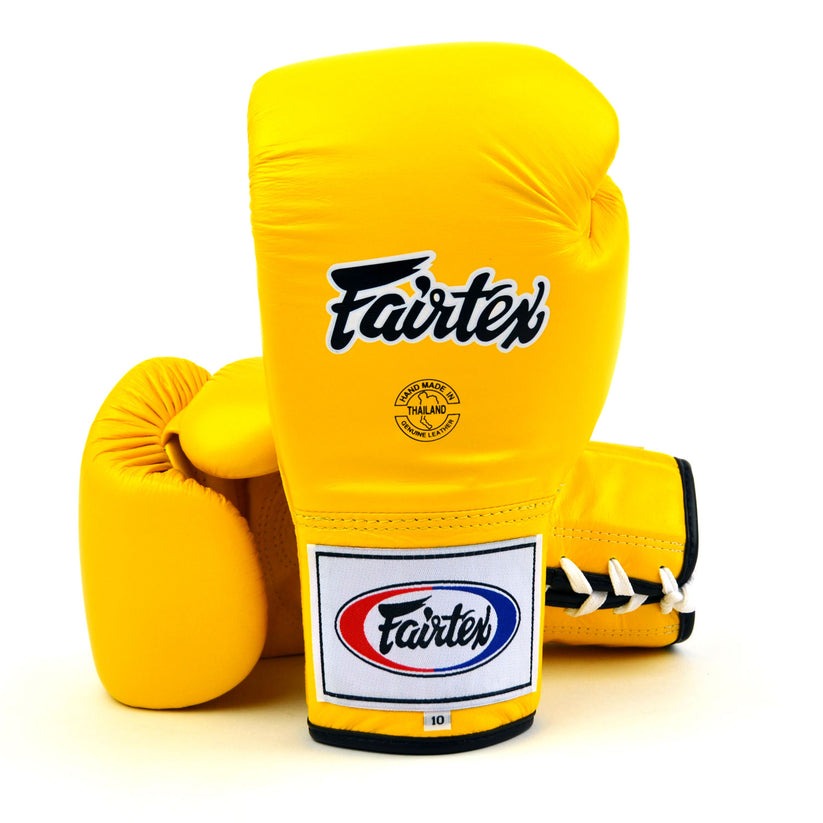 Fairtex BGL6 Leather Lace-Up Competition Fight Muay Thai Boxing Gloves