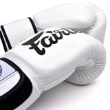 Fairtex BGV19 Deluxe Tight Fit Leather Boxing Gloves Muay Thai  Black / White