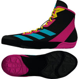 adidas Adizero Wrestling Shoes MMA Boots Boxing Mens Adult Black Cyan Pink