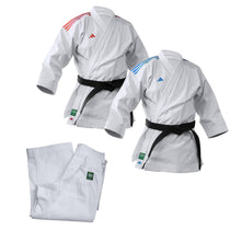 adidas WKF 14oz Karate Uniform Japanese Cut Kata Tournament Gi Red Blue Suit Set.